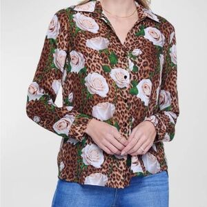 L’Agence Nina Leopard Rose Silk Blouse